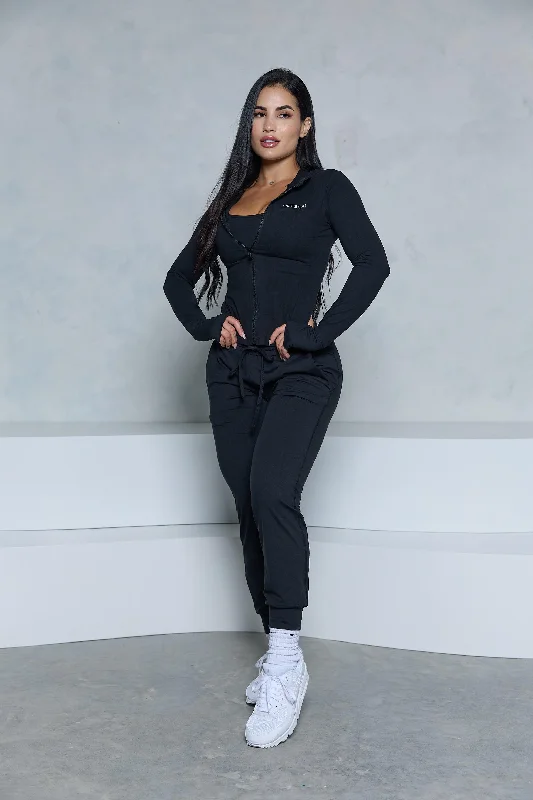 oversized sets for womenPchee Black 3-Piece Jogger Set