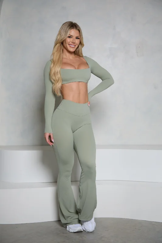 elegant two-piece setsSage Long Sleeve and Flare Pant Set