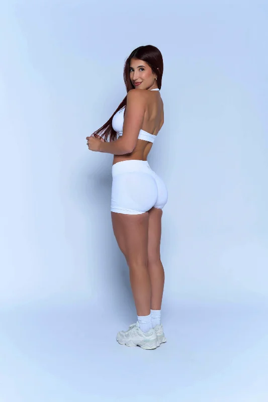 cozy loungewear setsWhite Mid-Rise Shaping Shorts and Bra Set