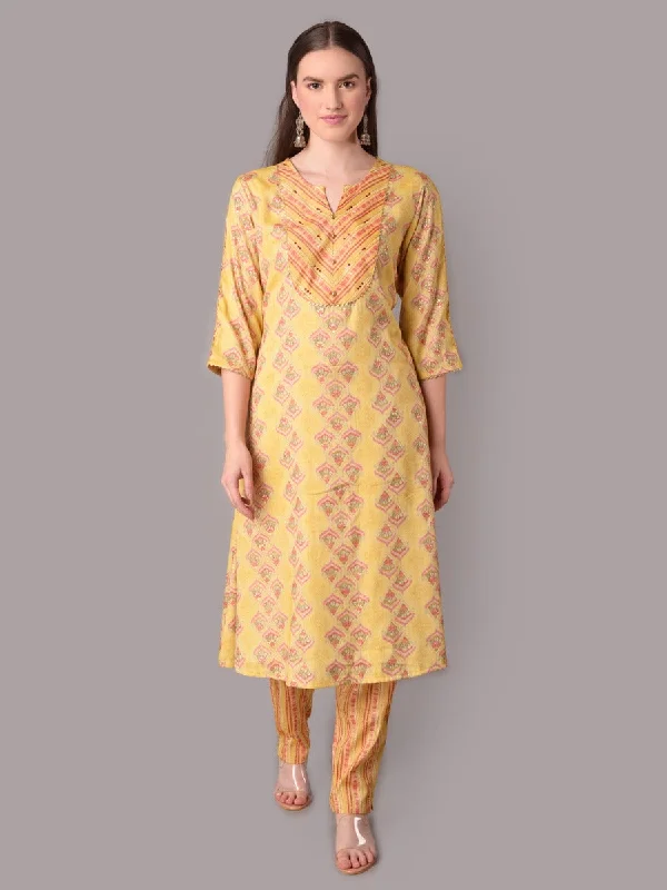 sleek outfit setsWomen Floral Kurta With Trouser