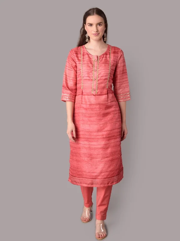 sophisticated sets for womenWomen Pink Stripe Printed Kurta With Trouser