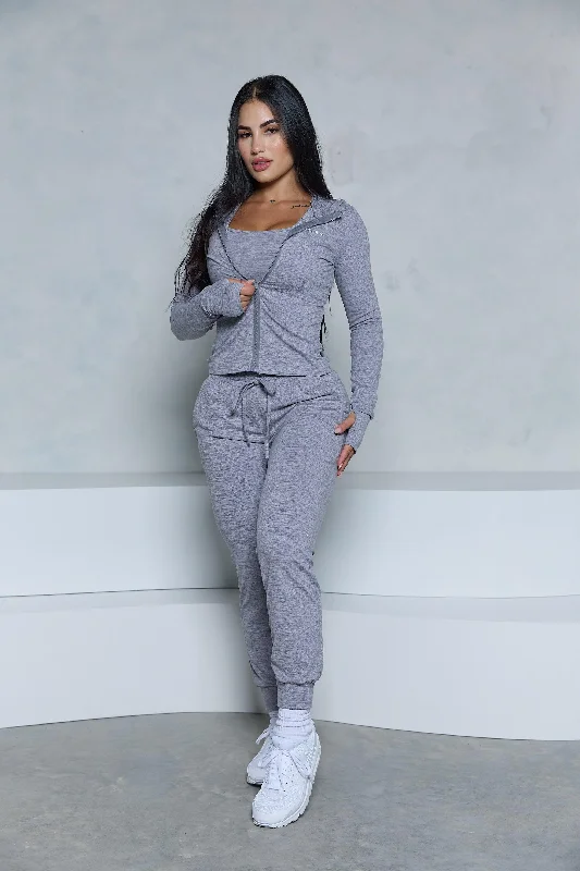 casual travel setsPchee Grey 3-Piece Jogger Set