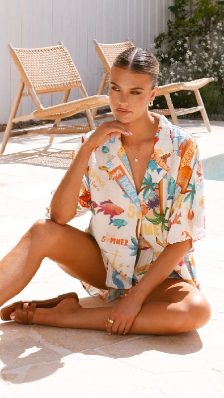 floral matching setsCruise Button Up Shirt - Tropical Print