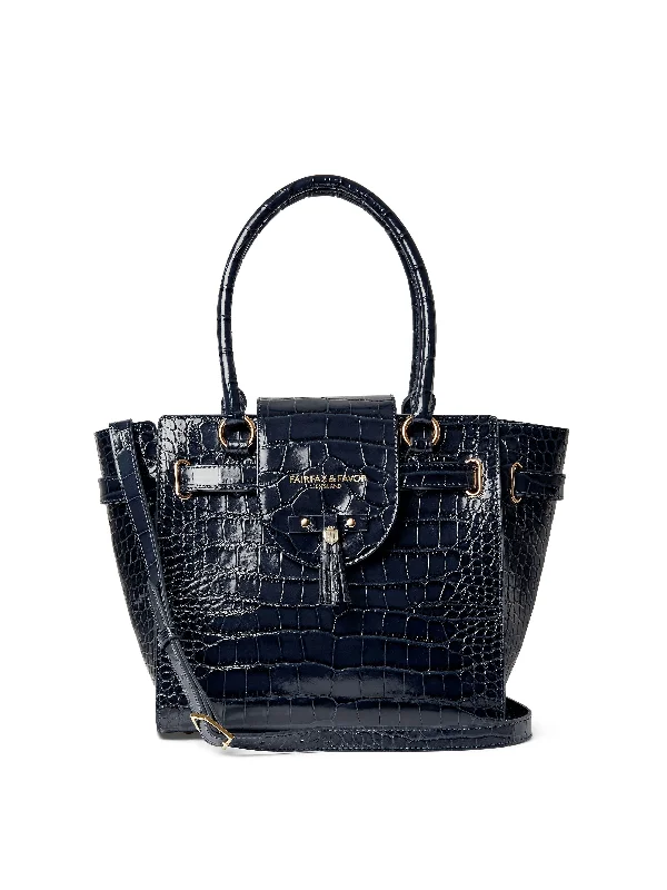 full-length women's outerwearfull-length women's outerwearMen's oversized outerwear jacketsWindsor Tote - High Shine Navy Croc