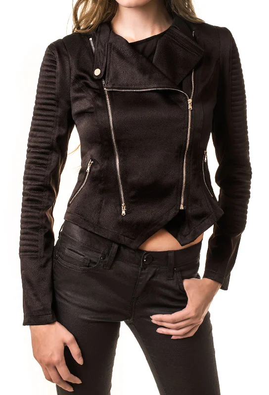 casual women's outerwearcasual women's outerwearLightweight men's evening outerwearBlack Moto Jacket with Double Zippers