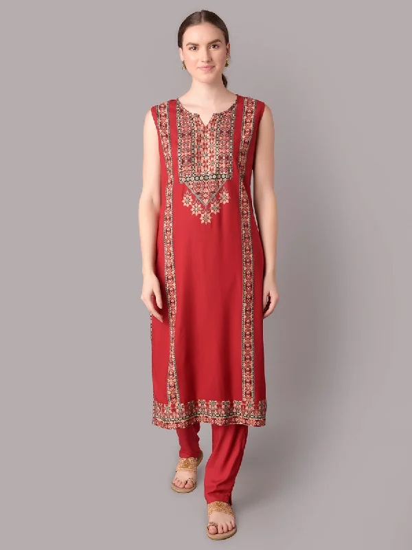 stylish two-piece setsWomen Red Kurta With Trouser