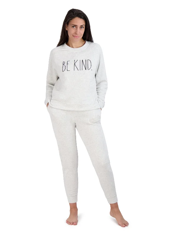 plus size women’s setsWomen's "BE KIND" Sweatshirt and Drawstring Jogger Pajama Set