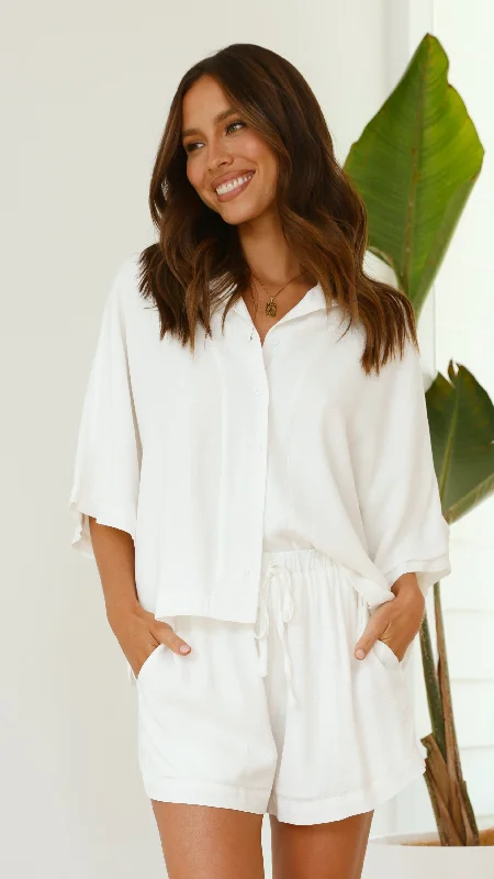 minimalistic sets for ladiesEdita Button Up Top - White