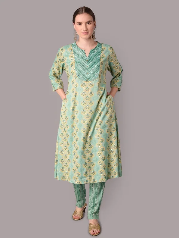 long sleeve sets for womenWomen Turquoise Blue Kurta With Trouser