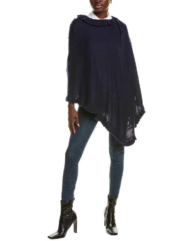 women's sweaters for worksofiacashmere Ruffle Trim Wool & Cashmere-Blend Poncho