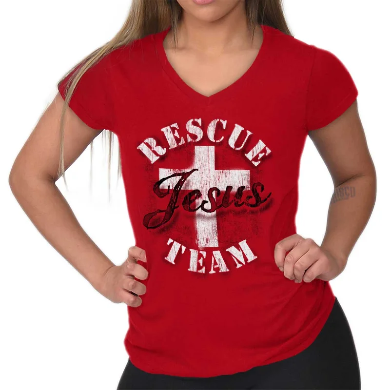 women’s T-shirts for vacationsRescue Team Junior Fit V-Neck T-Shirt