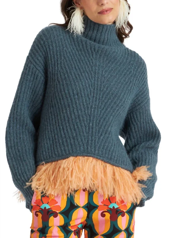 women's holiday sweatersHigh Kick Sweater With Feathers In Ottanio