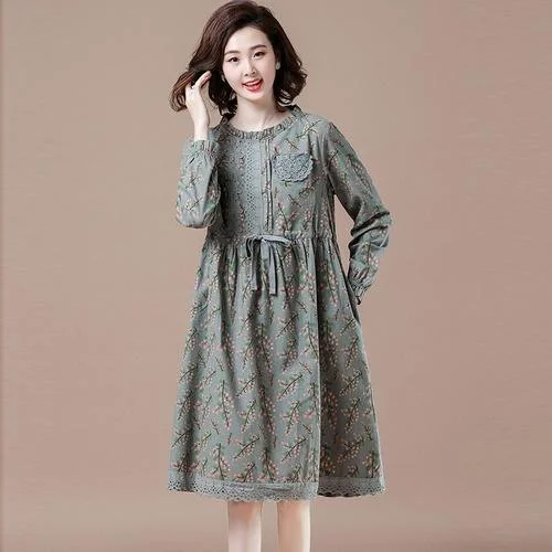 Summer dresses & jumpsuits for vacationPlus Size Women Casual Dress New 2020 Autumn Vintage Floral Print 100%  Elegant Dresses