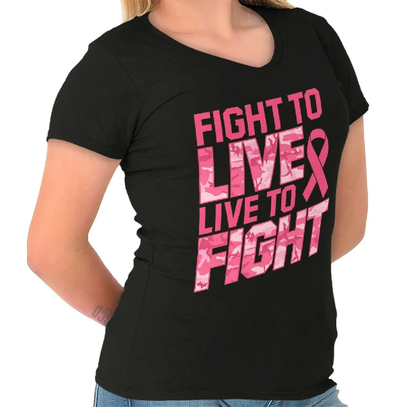 oversized women’s fashion T-shirtsBreast Cancer Awareness Junior Fit V-Neck T Shirt