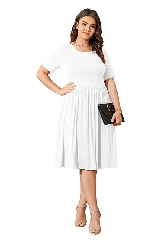 Trendy oversized dresses & jumpsuitsMinimalist Casual Midi Dress with Pockets, White/Green/Wine Red