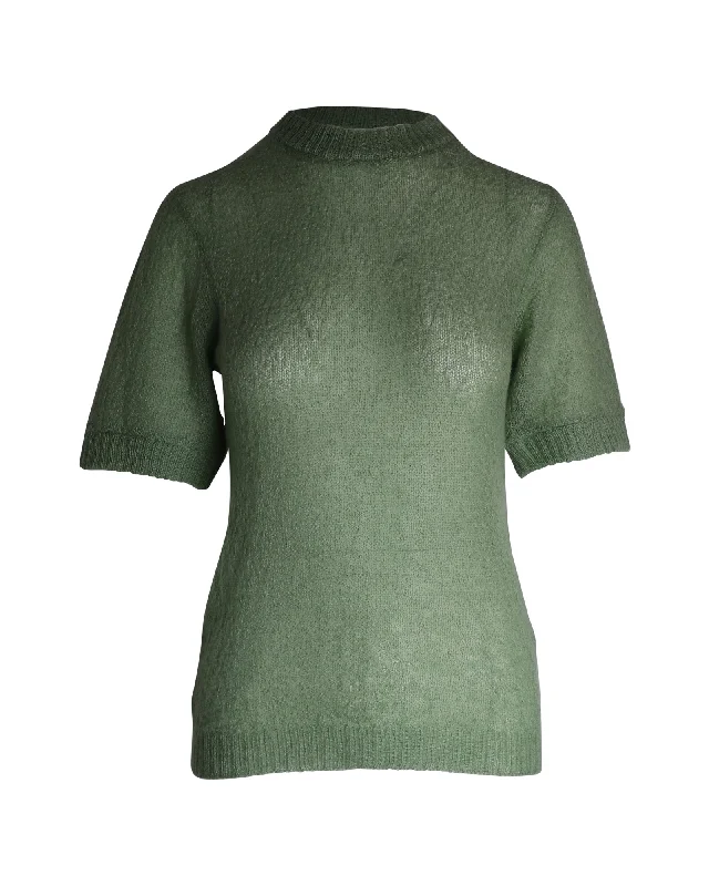 zippered women's sweatersPrada Knit Top in Green Cashmere