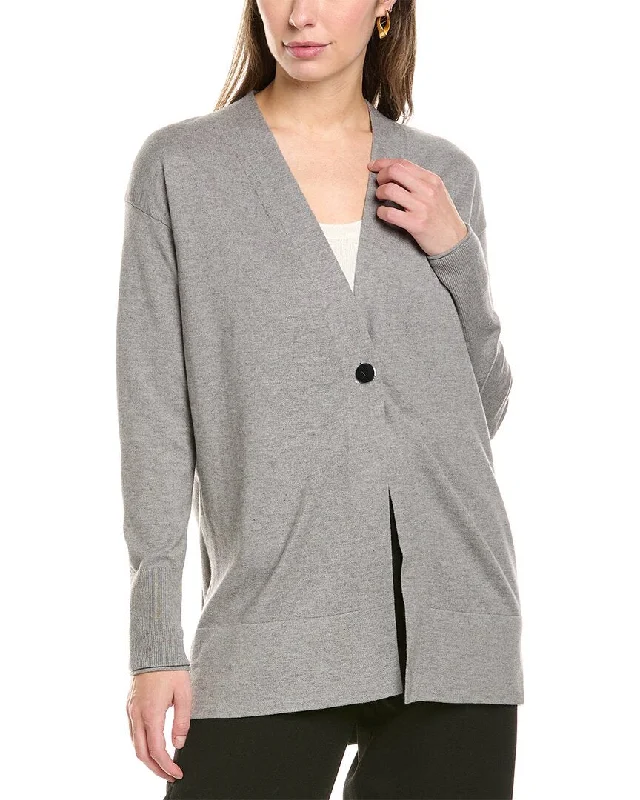 lightweight cardigans for womenLafayette 148 New York Single Button Wool & Silk-Blend Cardigan