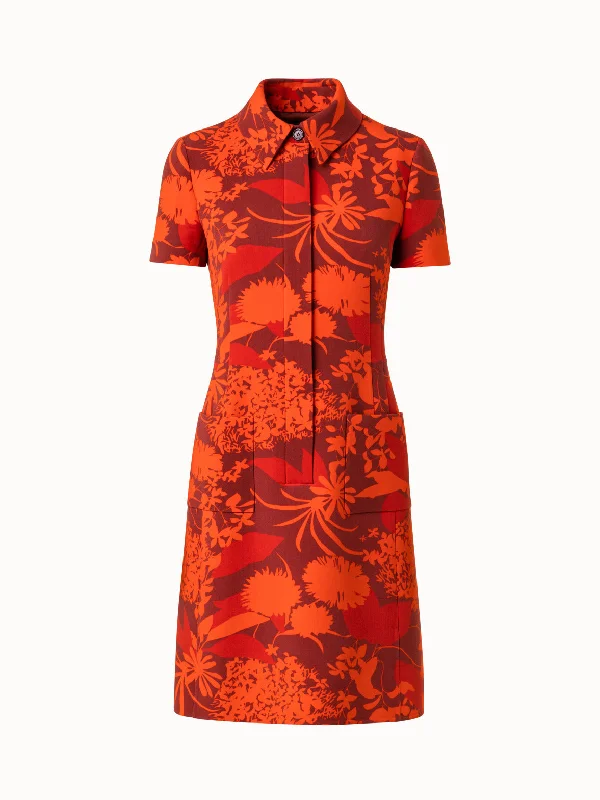 Bold colored dresses & jumpsuitsWool Stretch Double-Face Dress with Abraham Flower Print