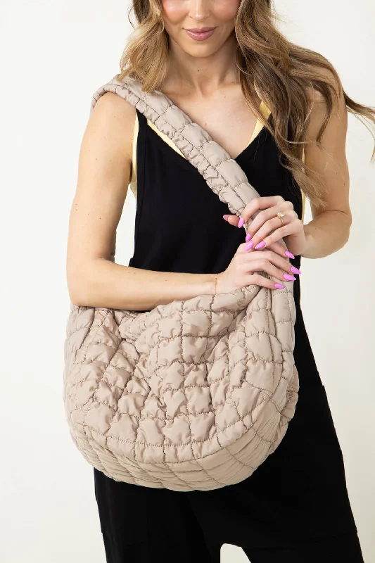 women's casual chic topsLarge Carryall Quilted Puffer Bag for Women in Beige | QBS320125-BEIGE