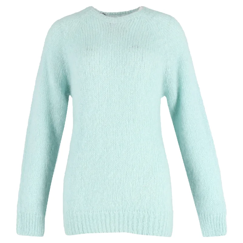 women's sweaters for workErdem Bartley Ribbed Sweater in Light Blue Mohair-Blend