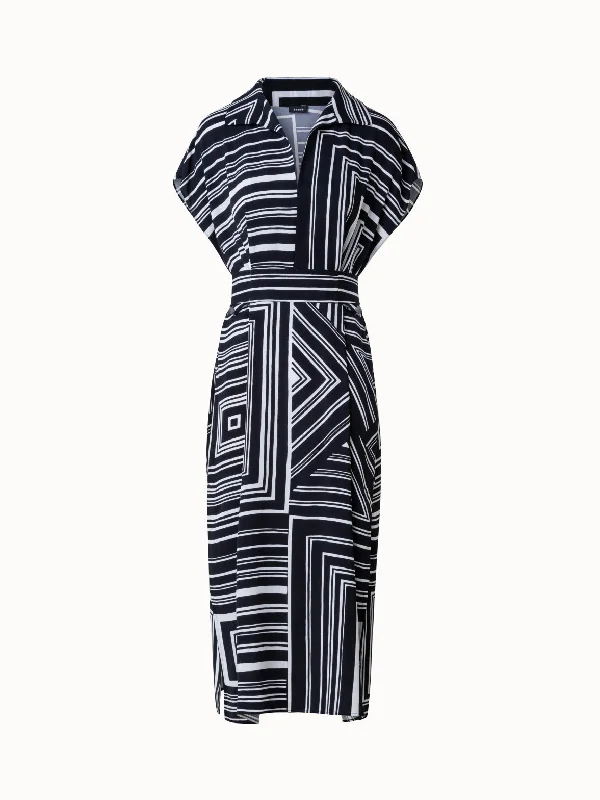 Pleated jumpsuits & dressesSilk Tunic Dress with Lizzi's Lines Print