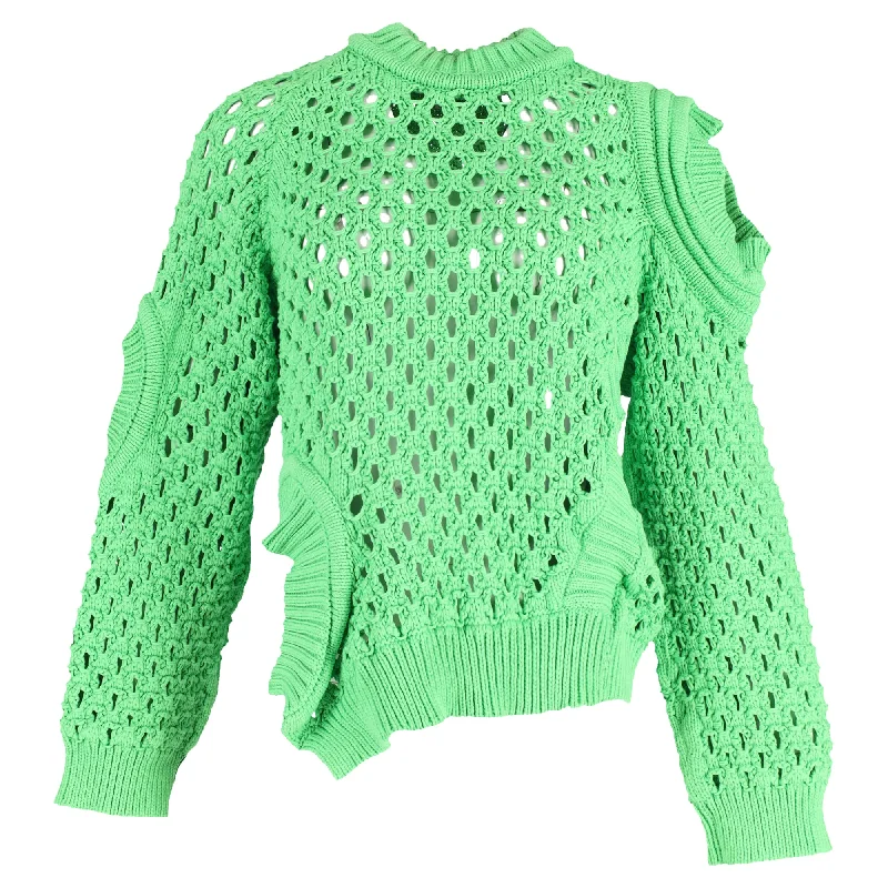 cashmere women's sweatersStella Mccartney Knitted Cut-Out Sweater in Green Cotton