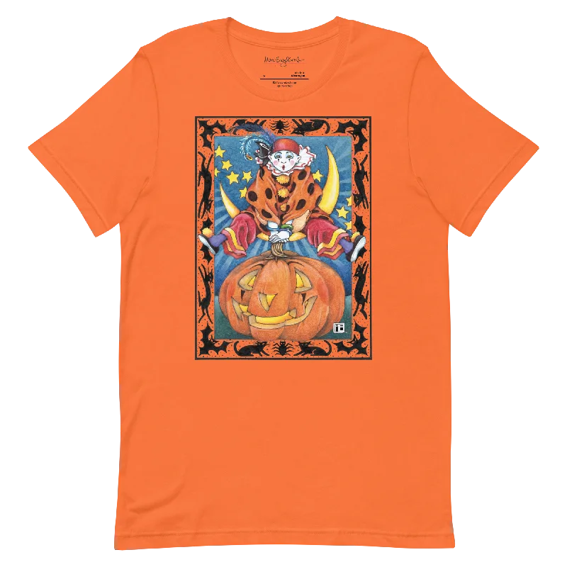 soft cotton women’s T-shirtsClown Jumping Over Pumpkin Unisex T-Shirt