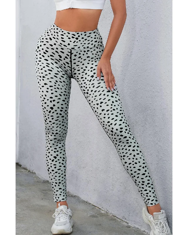 breathable workout leggingsAzura Exchange Dalmatian Spots Printed Stretchy High Waist Leggings - L