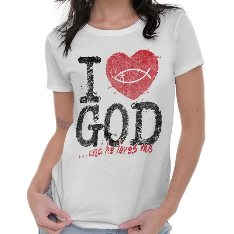 light cotton women’s T-shirtsI Love God Ladies T Shirt