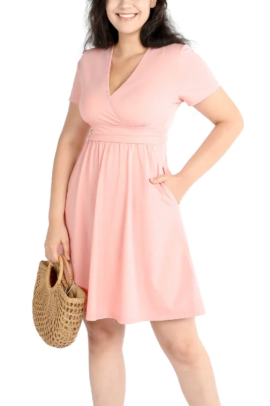 Color-block dresses & jumpsuitsSummer Casual Midi Dress with Pockets, Short Party Dress, Pink