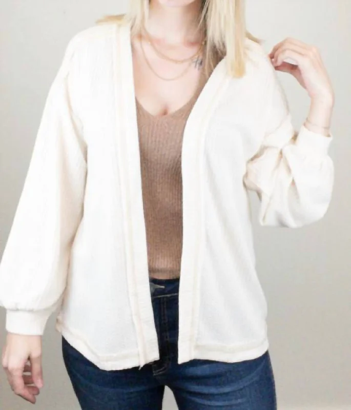 women's soft cardigan sweatersReverse Stitch Cardigan In Cream