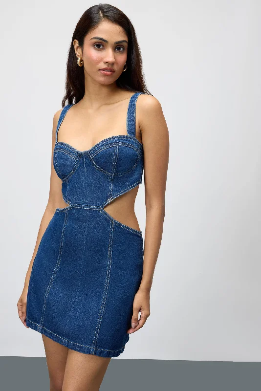 Maxi jumpsuits & dresses for formal eventsCut Out Mini Denim Dress