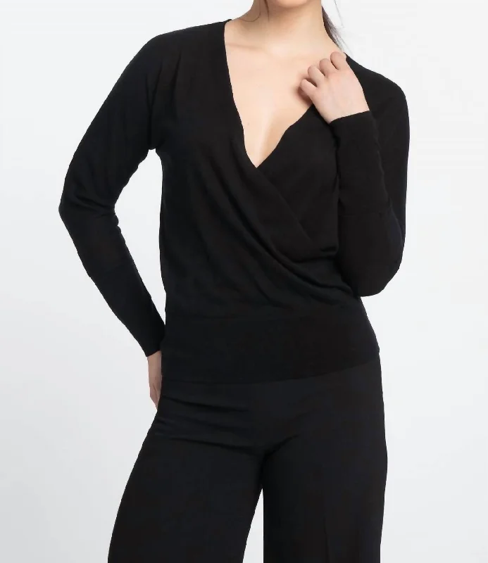 women's knitted cardigansKnit Cashmere Surplice Black