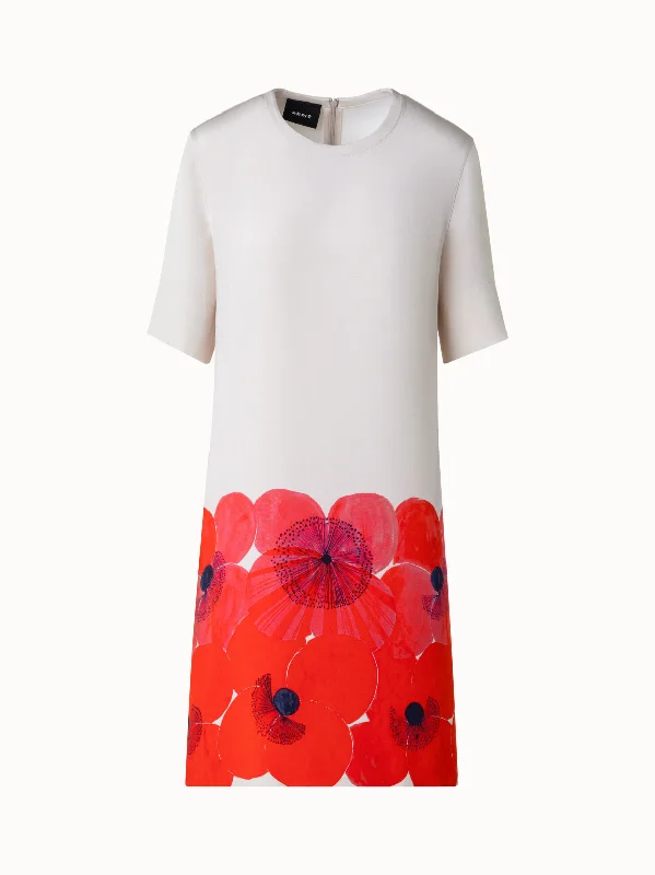 Wide-leg jumpsuits & dressesSilk Crêpe Tunic Dress with Poppy Print