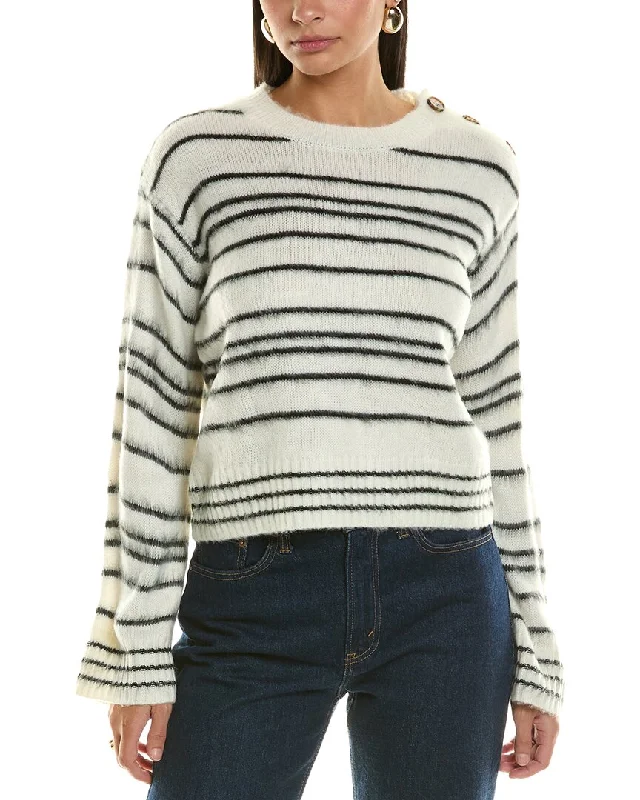 colorful women's sweatersBishop + Young Noelle Stripe Fuzzy Sweater