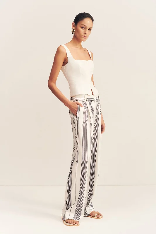 Ruffled dresses & jumpsuits for partiesHARLOW TAILORED SLOUCH PANT - IVORY/ NAVY