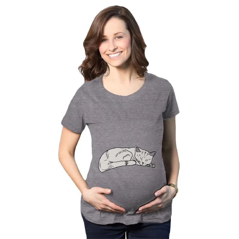 comfortable cotton women’s T-shirtsCat On Baby Bump Maternity T Shirt