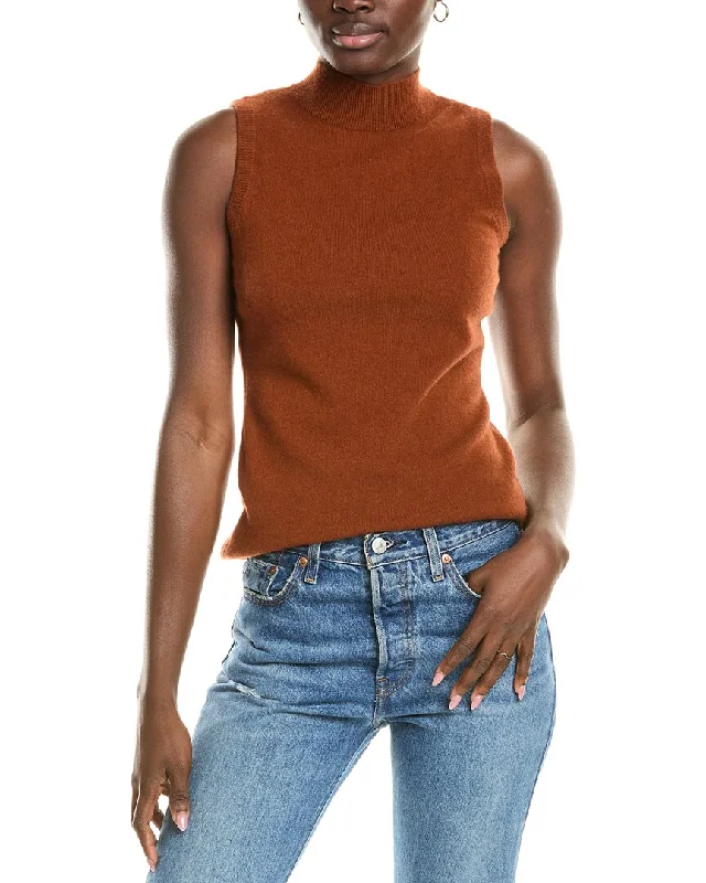 women's sweaters with pocketssofiacashmere Mock Neck Cashmere Tank