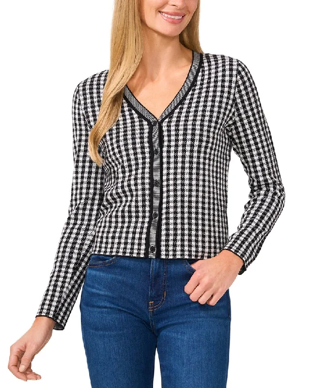 women's sweaters with hoodsCece Gingham Print V Neck Cardigan