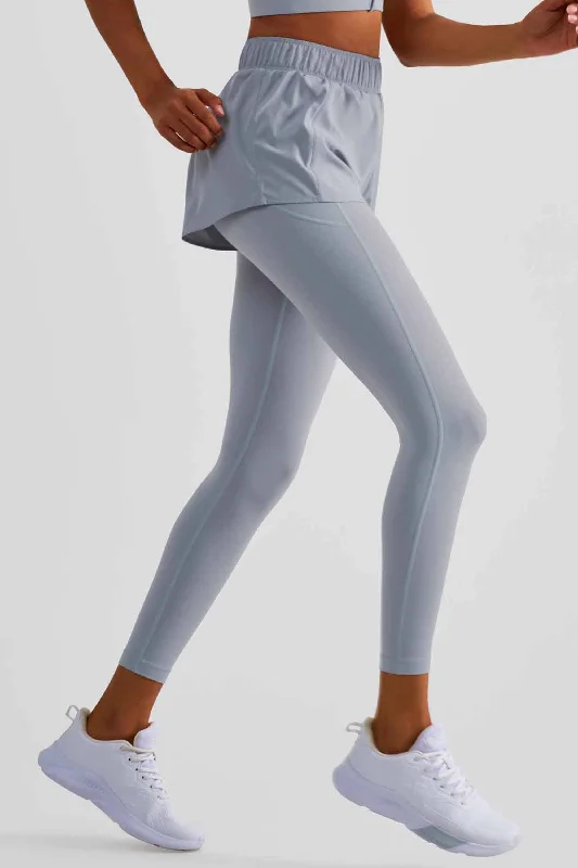 leggings with pocketsCK1503-Nuls Nude series fake two yoga pants 2023 new anti-slip pocket high-waisted hip lift sports leggings