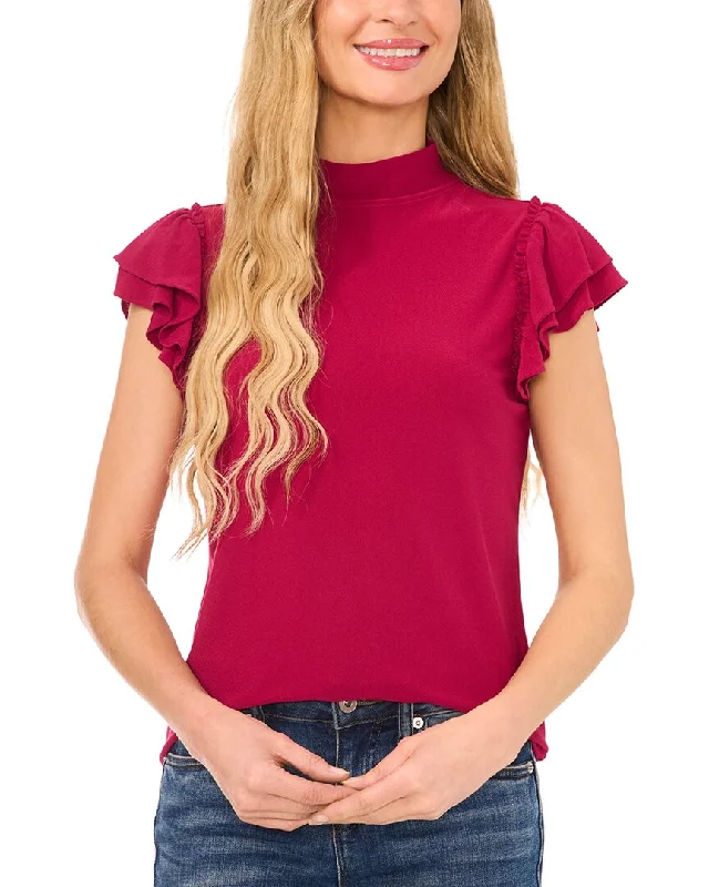 women's sweaters for cold weatherCece Double Ruffle Sleeve Mock Neck Top