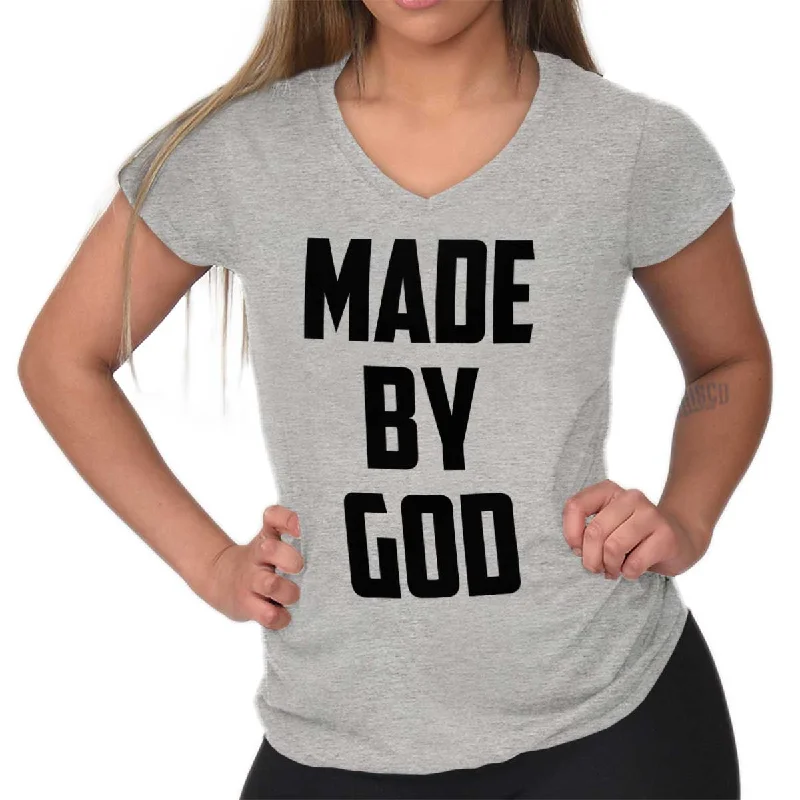 stylish casual women’s T-shirtsMade by God Junior Fit V-Neck T-Shirt