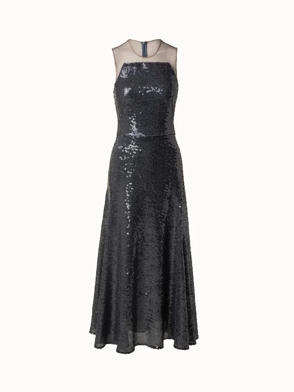 High-waisted dresses & jumpsuitsLong Sequined Evening Gown in A-Line