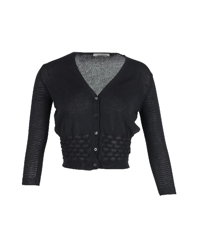 feminine sweaters for womenMax Mara Sportmax Buttoned Cropped Cardigan in Black Cotton