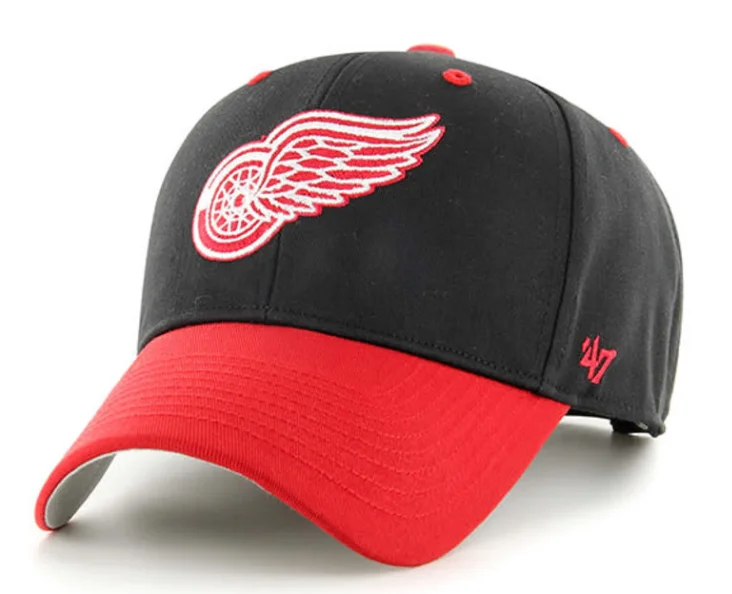 women's knit topsDetroit Red Wings Adult 47 Brand Black Replica Basic MVP Adjustable Hat