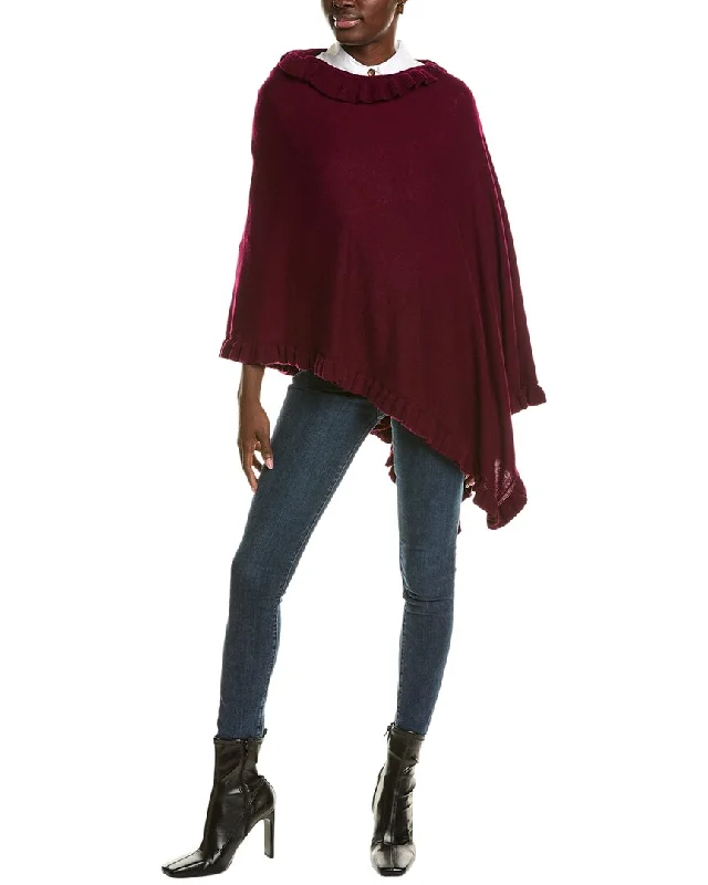 chunky knit sweaters for womensofiacashmere Ruffle Trim Wool & Cashmere-Blend Poncho