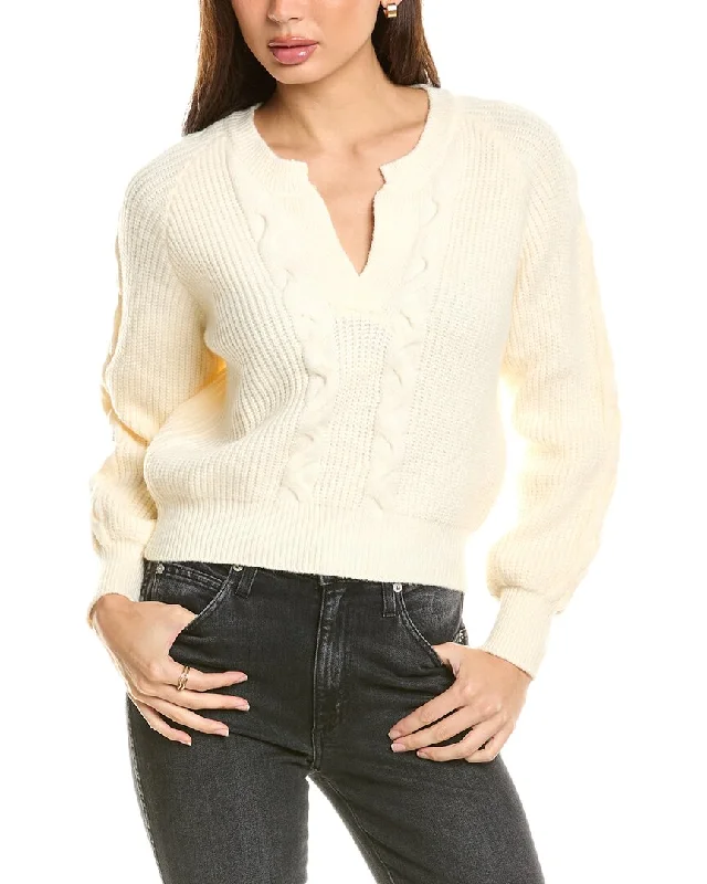 textured women's sweatersSeraphina Split Neck Sweater