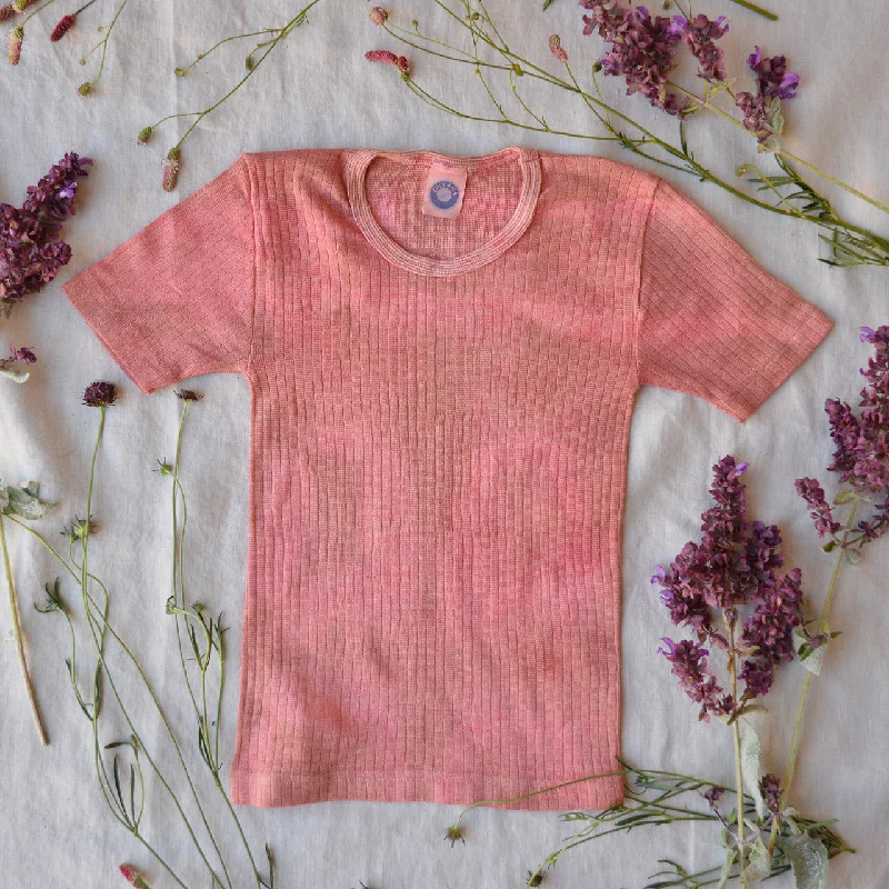 cotton women’s T-shirtsChild's Plant Dyed T-Shirt in Organic Cotton/Merino/Silk - Ochre Rose (2-12y)