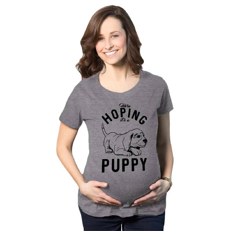 women’s T-shirts for summer vibesHoping It's A Puppy Maternity T Shirt