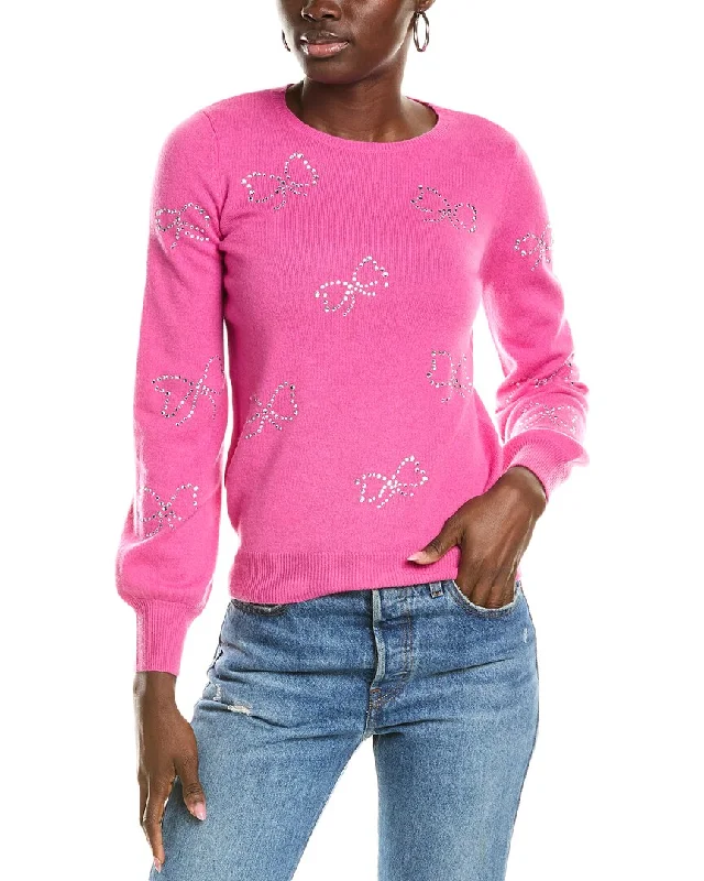 women's eco-friendly sweatersSofiacashmere Heatset Bows Cashmere Sweater